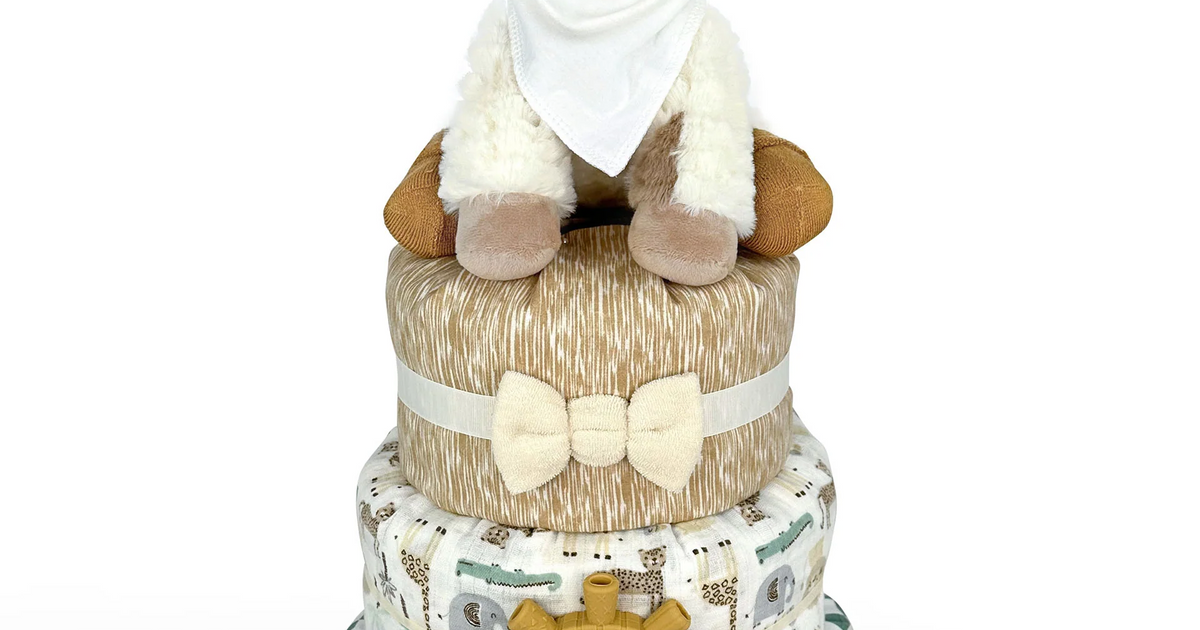 White Giraffe Diaper Cake - Rocky | Shop - Cheeky Kakes – CheekyKakes