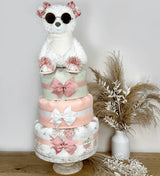 white teddy bear diaper cake