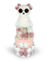 white teddy bear diaper cake