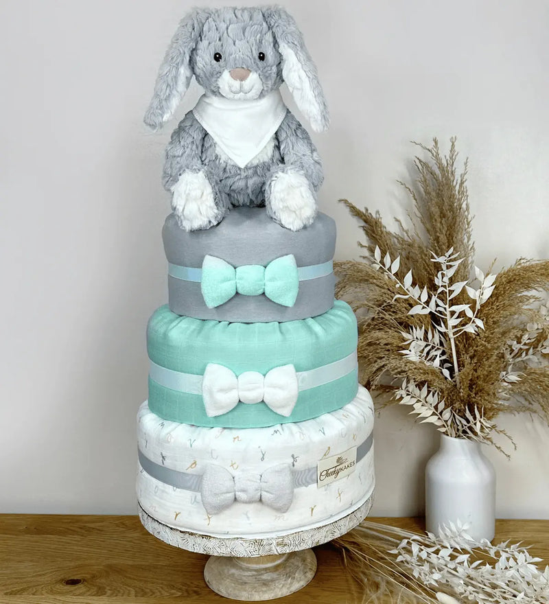 grey bunny diaper cake