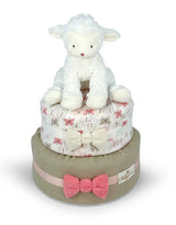 white teddy bear diaper cake